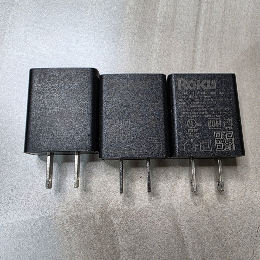 Lot of 3 Roku USB AC Power Adapters WAM002 ADS-6RA-06 5V 1A Wall Plug Black W4